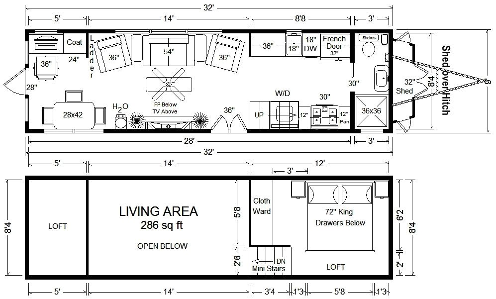 32 tiny house floor plan