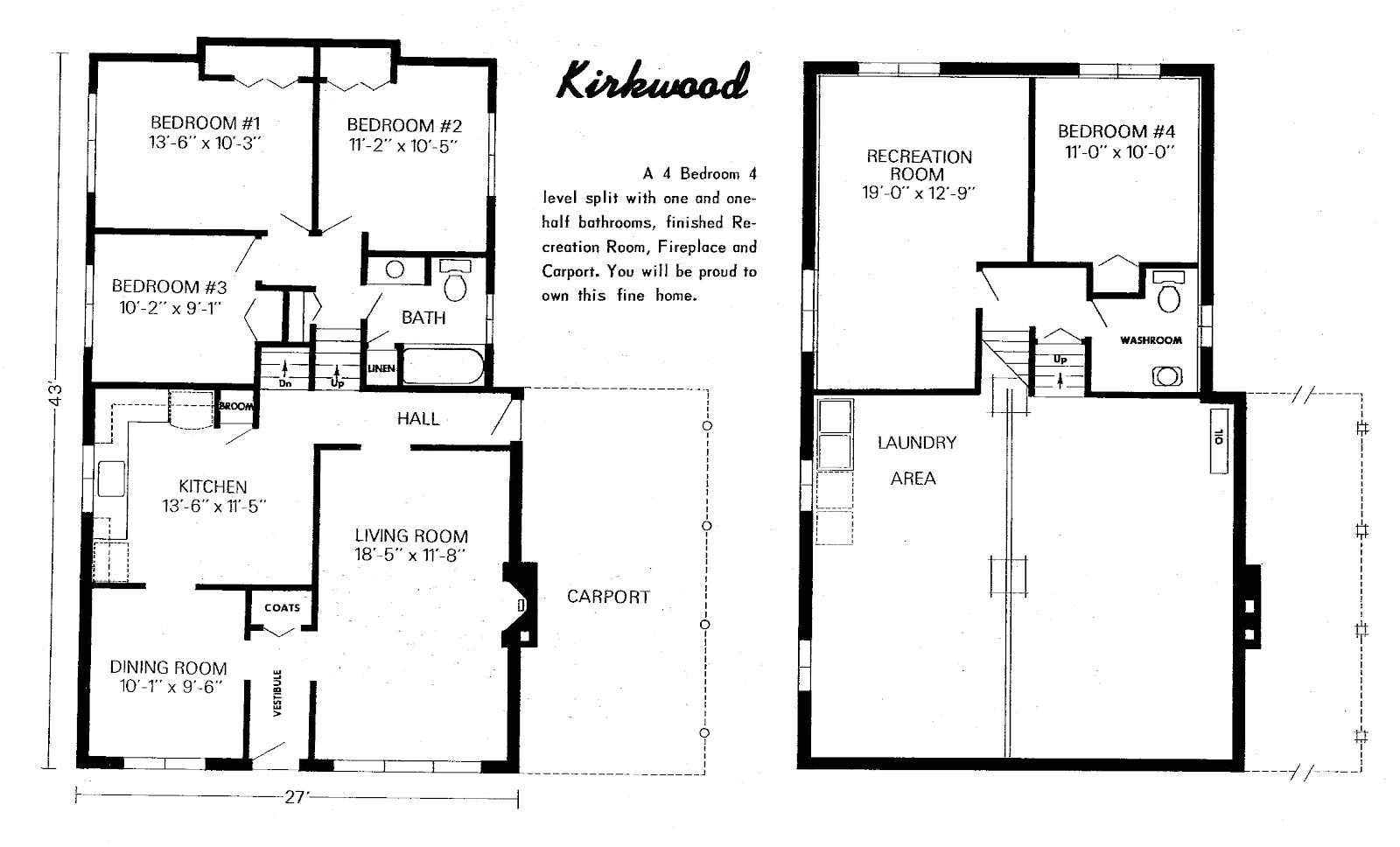 tri level house plans 1970s