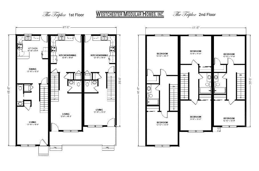 Triplex Home Plans Benjamin Custom Modular Homes Floor Plans