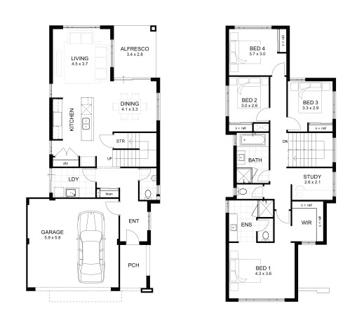 Two Floor House Plans and Elevation Wonderful Double Storey 4 Bedroom House Designs Perth Apg