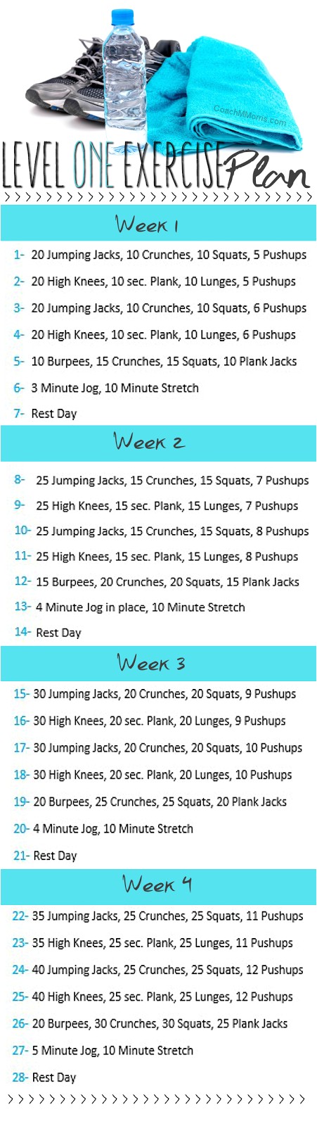 level one exercise plan