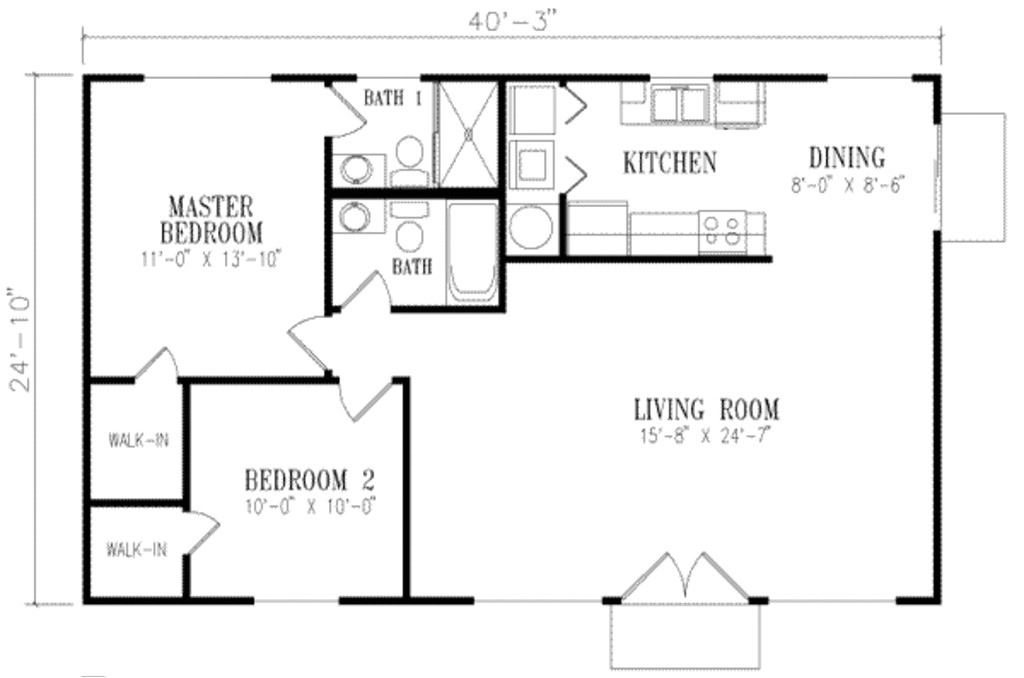 1000 square feet 2 bedrooms 2 bathroom sunbelt home plans 0 garage 14653