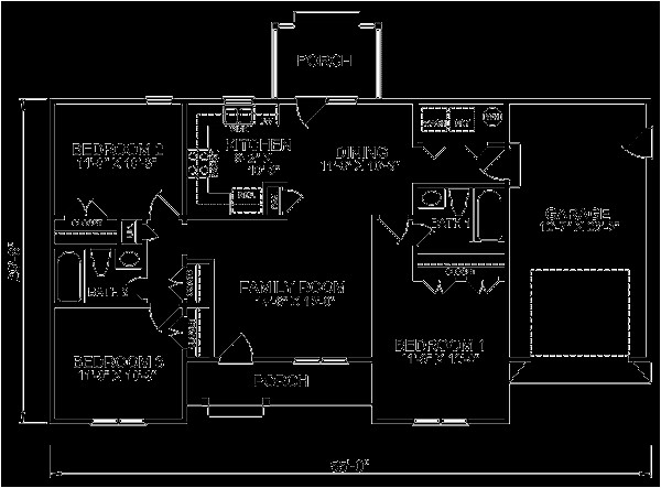 1150 square feet 3 bedrooms 2 bathroom country house plans 1 garage 30992