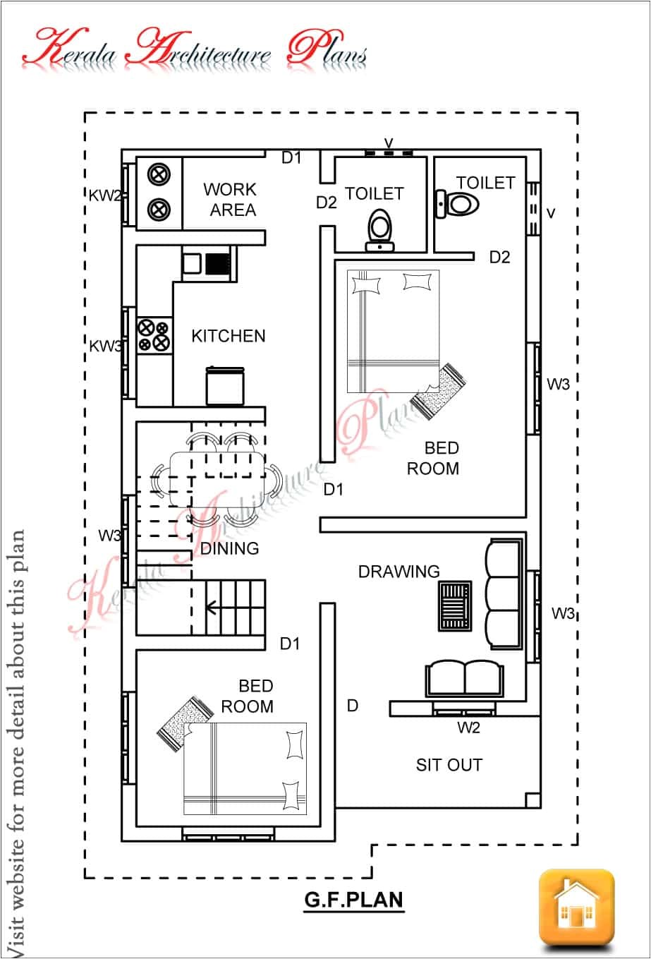 single story kerala house plan at 1200 sq ft
