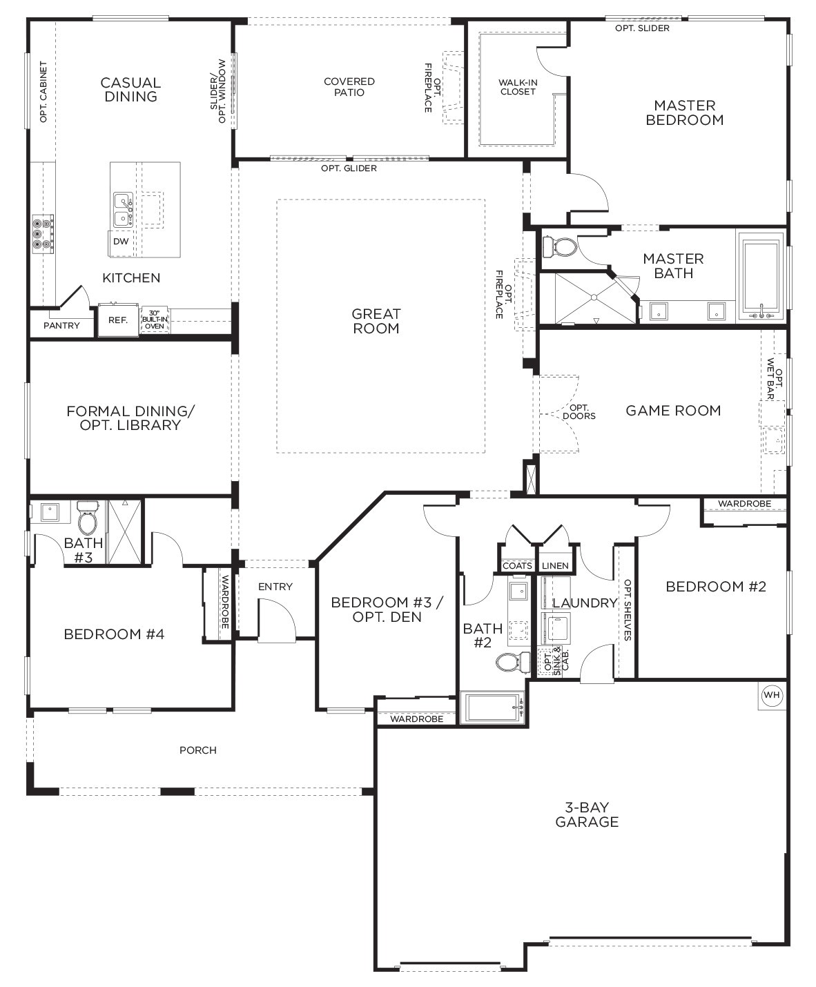 four bedroomed single storey house plan single story floor plans one story house plans pardee homes a