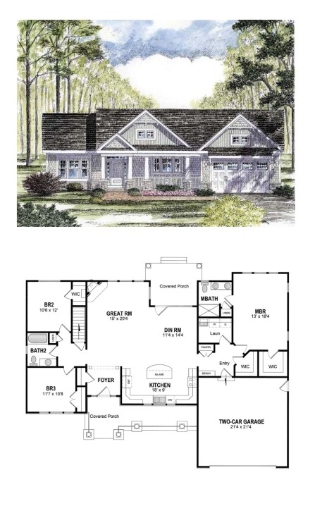 great cottage country craftsman ranch southern traditional house plan craftsman house plans under 2000 square feet