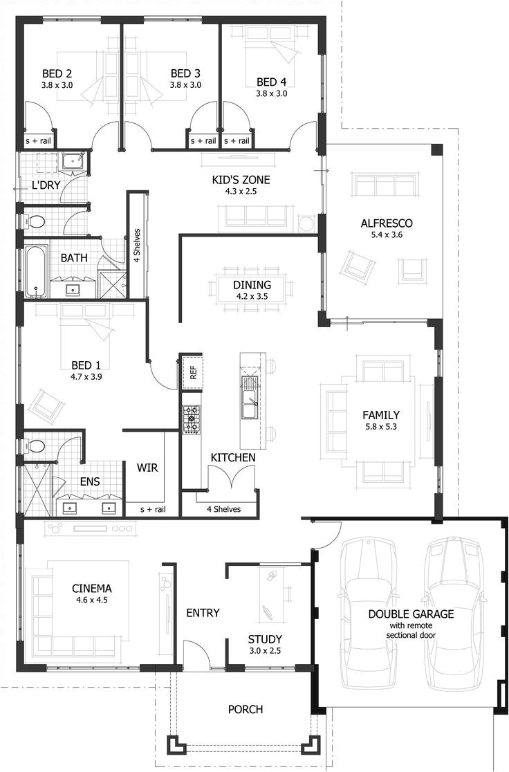 4 bedroom floor plans for a house