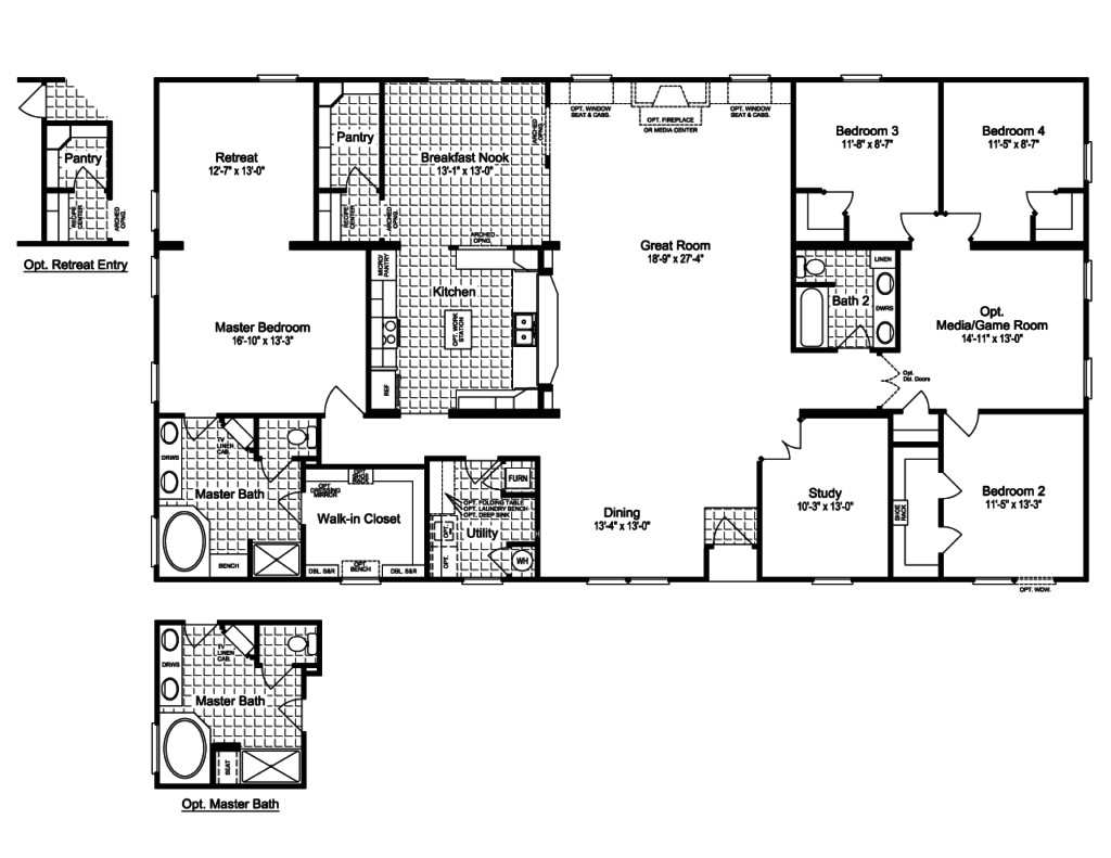 Floor Plans For 4 Bedroom Homes Luxury New Mobile Home Floor Plans Design With 4 Bedroom