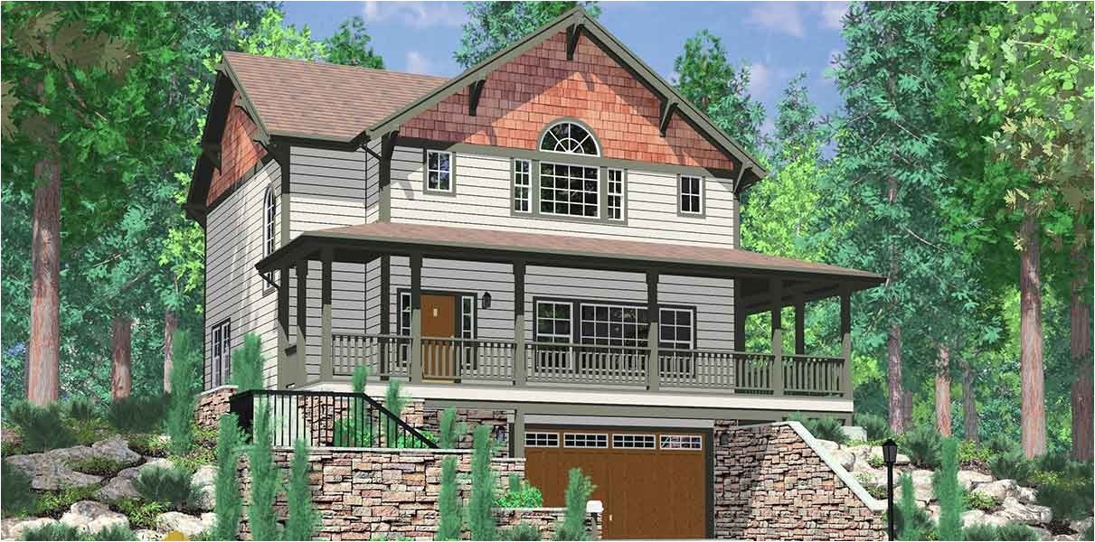 awesome hillside house plans garage underneath