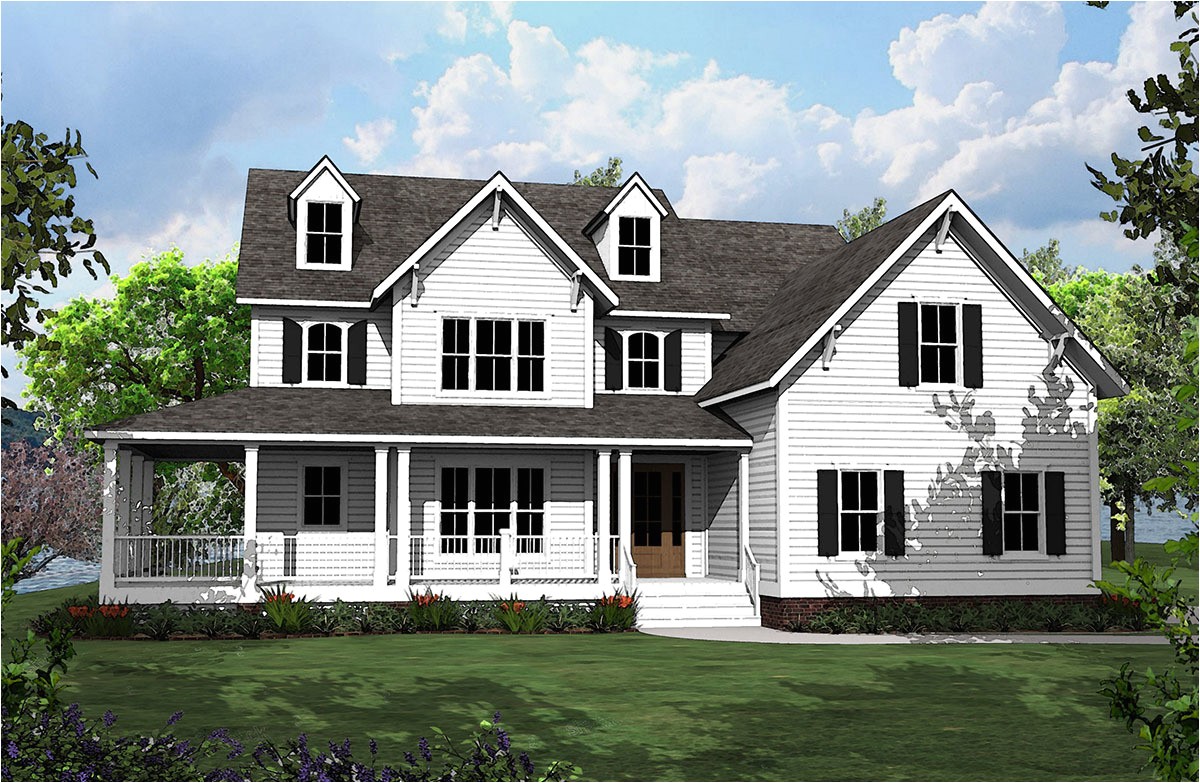 4 bed country house plan with l shaped porch 500008vv