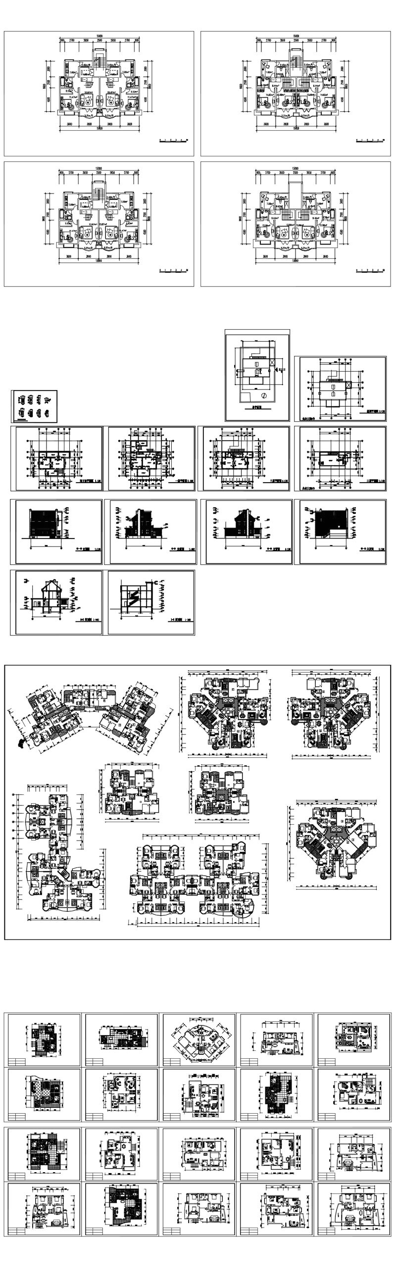 1000 modern house autocad plan collection