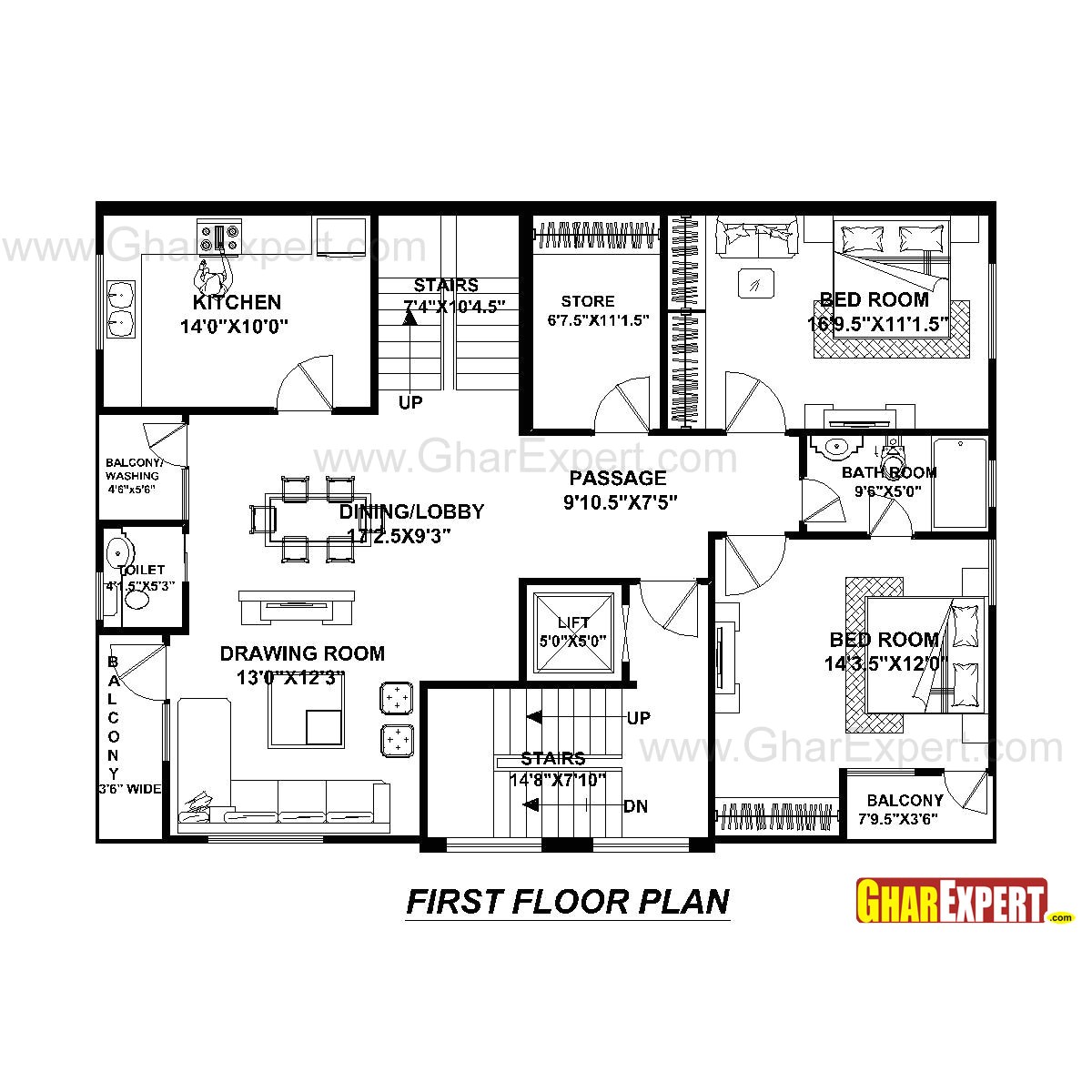 plan for 40 feet by 30 feet plot plot size 133 square yards plan code 1659