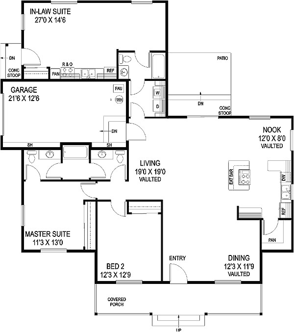 house plan with in law suite 77364ld