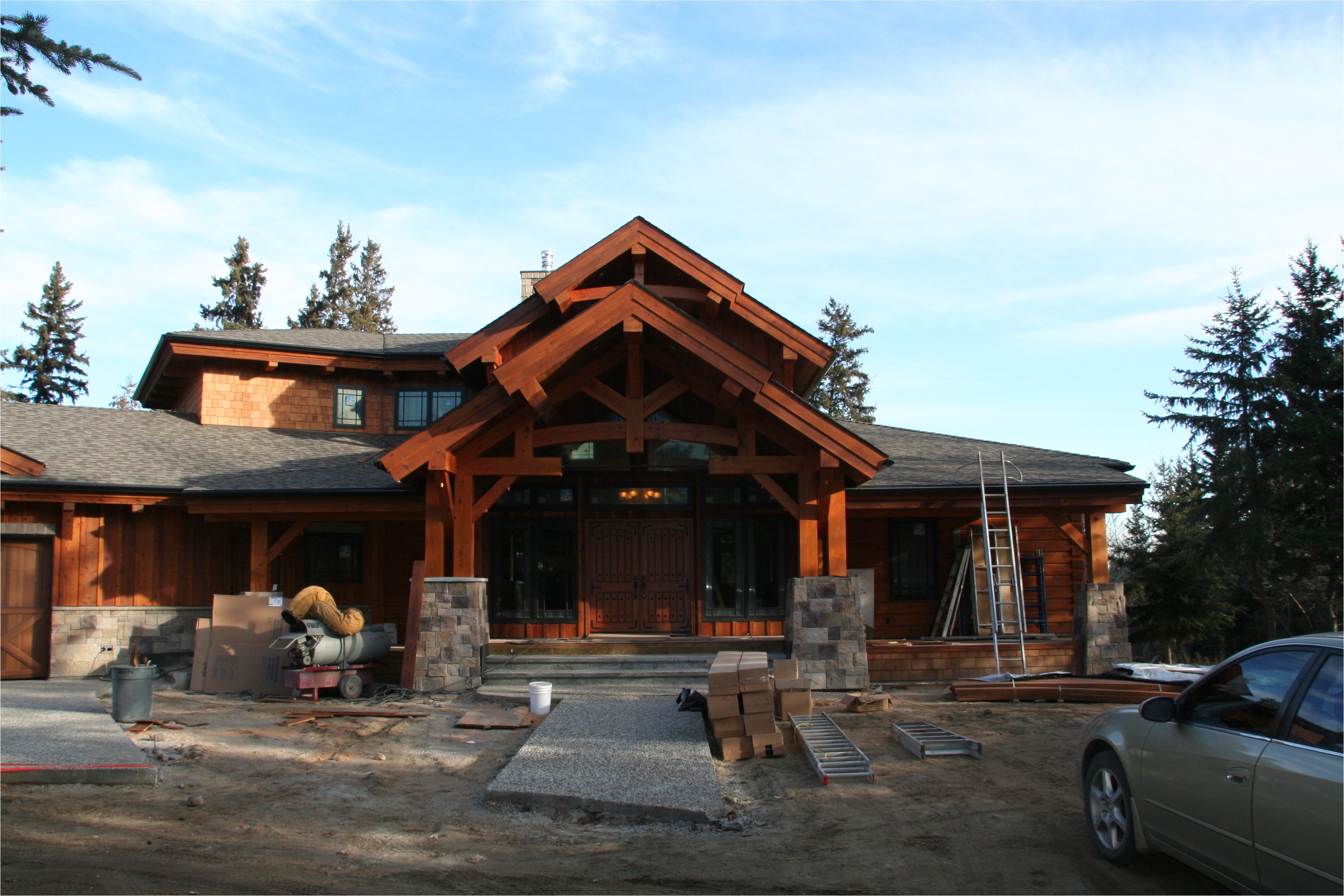 wood river log home plan comes to life in alberta canada