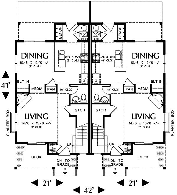 Multi Family House Plans Narrow Lot Narrow Lot Multi Family Home 69464am 2nd Floor Master