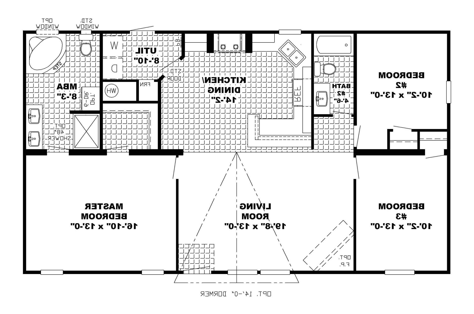 1 story open floor home plans