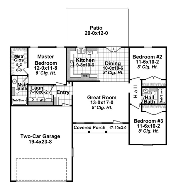 ranch plan 1200 square feet 3 bedrooms 2 bathrooms