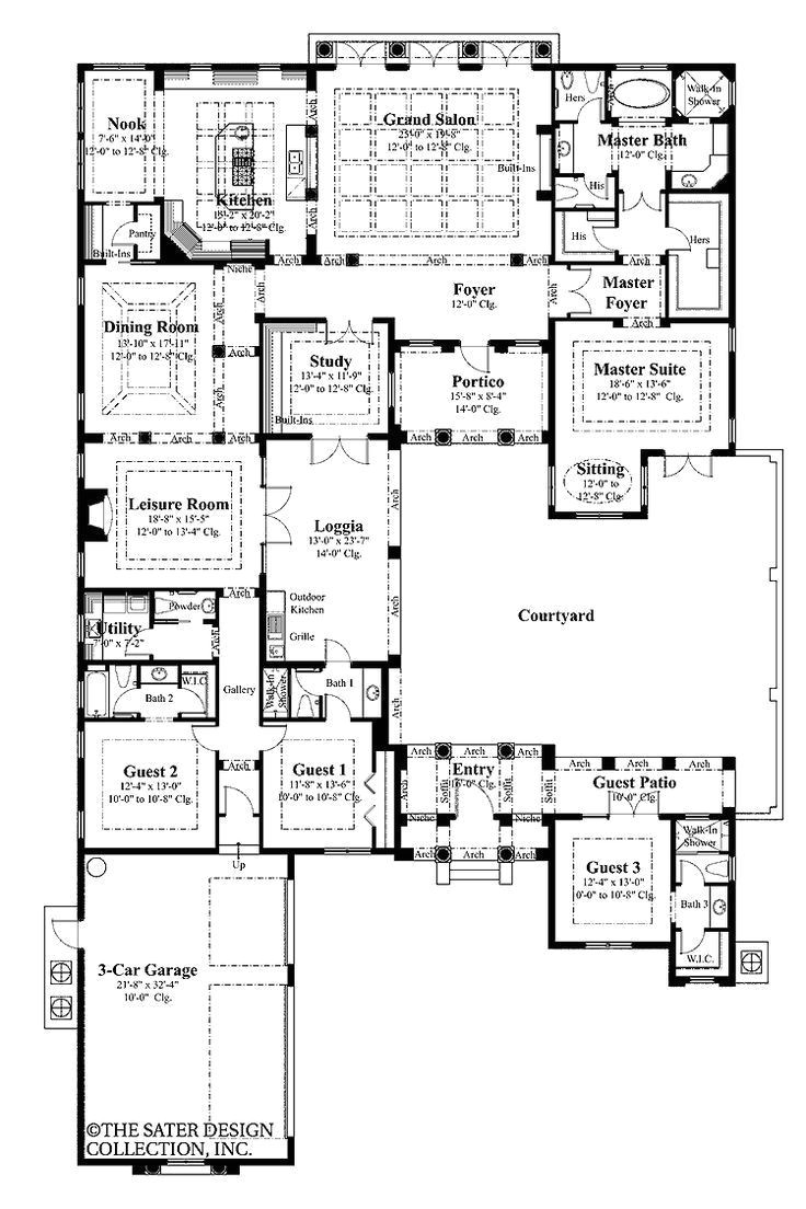 u shaped home plans with courtyard