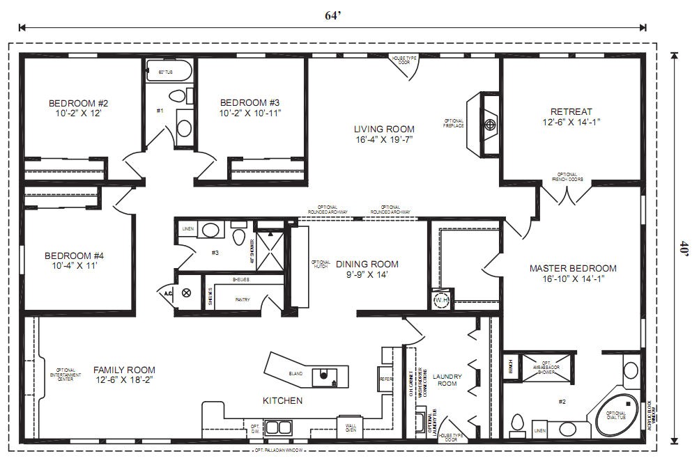 16x80 mobile home floor plans
