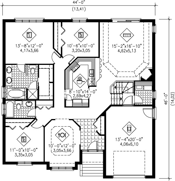 1600 square feet 3 bedrooms 2 bathroom traditional house plans 0 garage 1543