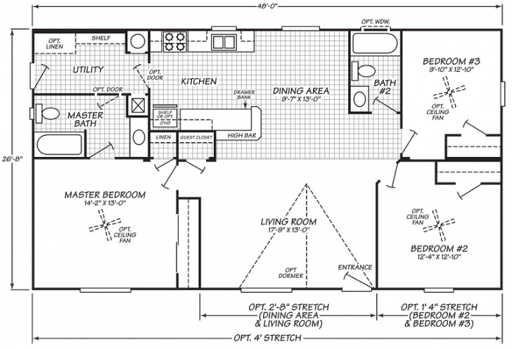 1999 fleetwood mobile home floor plan