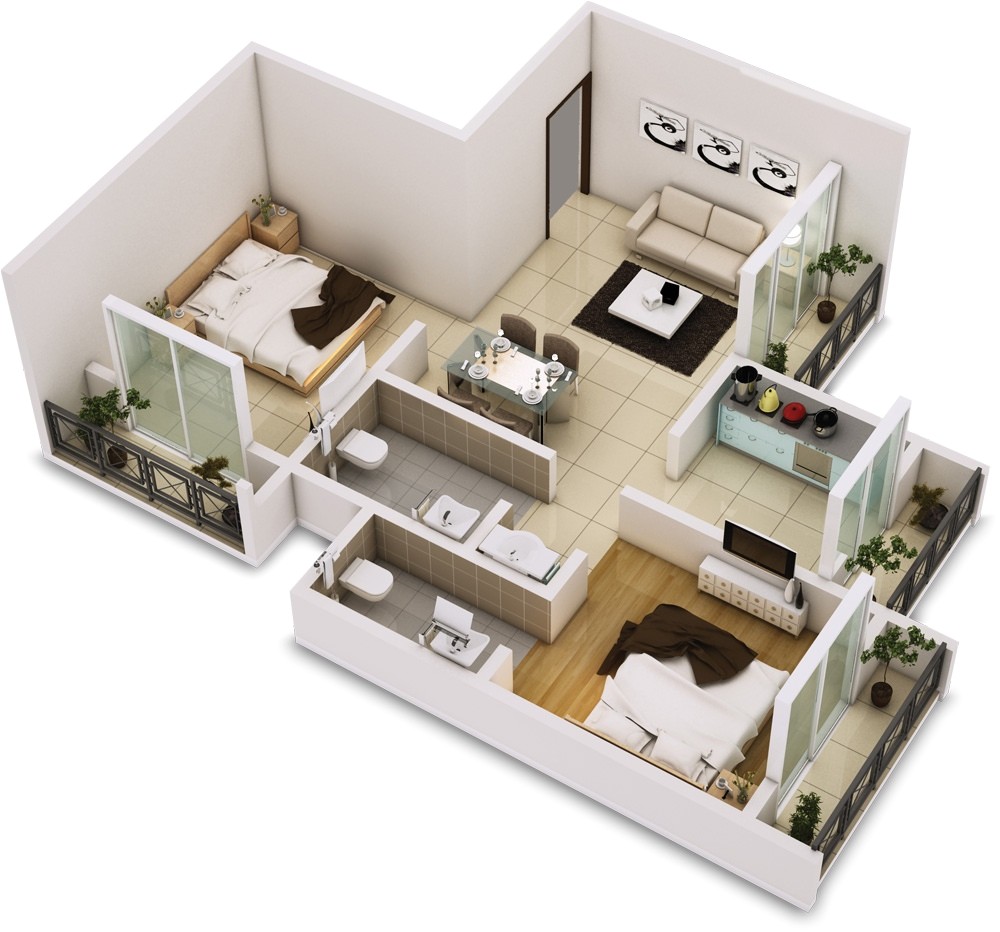 25 two bedroom houseapartment floor plans