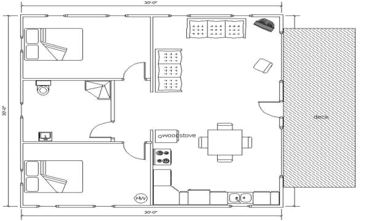 2 bedroom floor plans 30x30