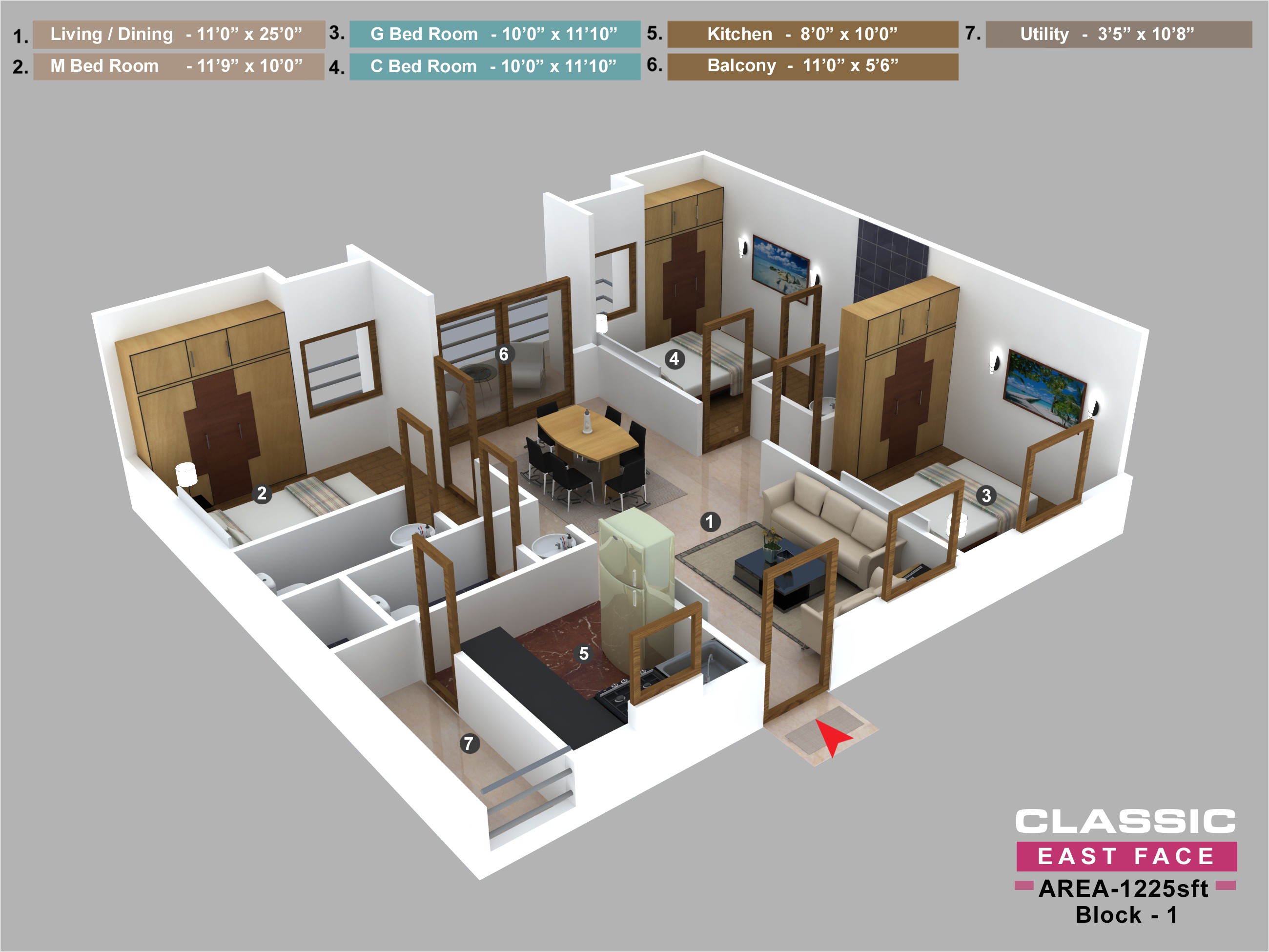 3 bhk house layout plan