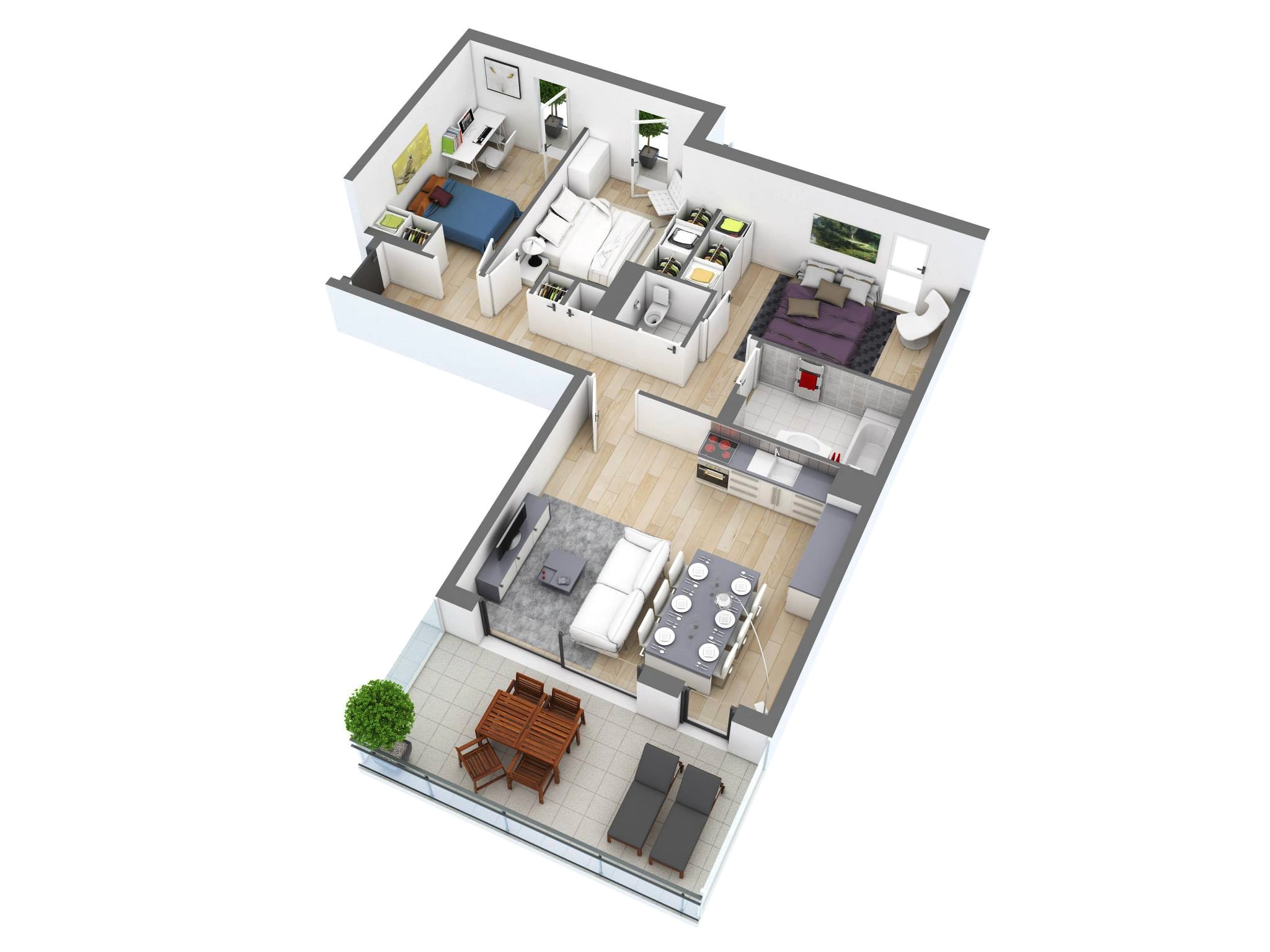 25 more 3 bedroom 3d floor plans
