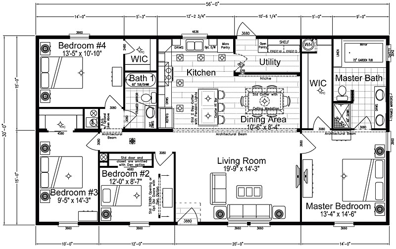 double wide floor plans 4 bedroom