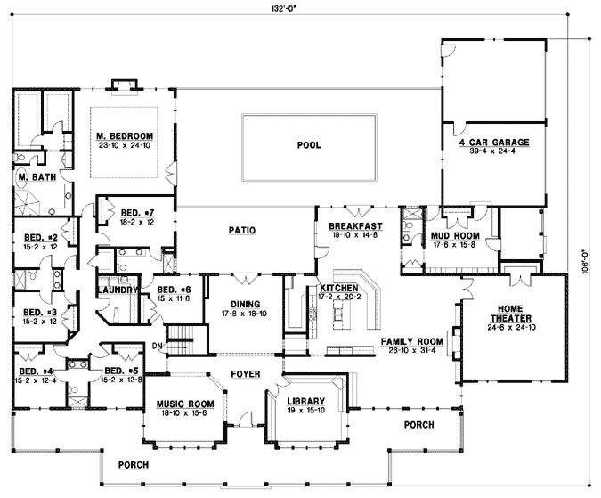 7028 sq ft home 1 story 7 bedroom 6 bath house plans plan21 994