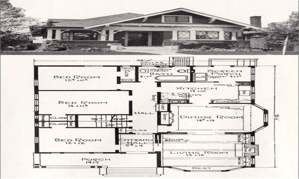 Craftsman Bungalow House Plans 1930s Simple Small House Floor Plans ...