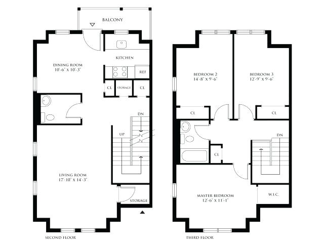 3 bedroom duplex floor plans