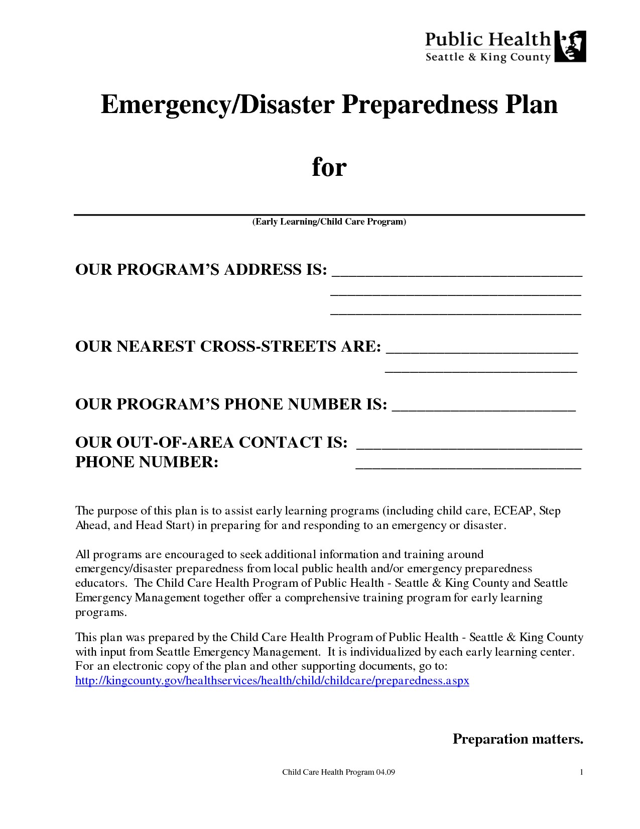 post disaster preparedness plan sample 295381