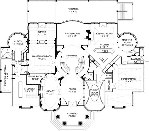 opulent and elegant estate home plan 12215jl