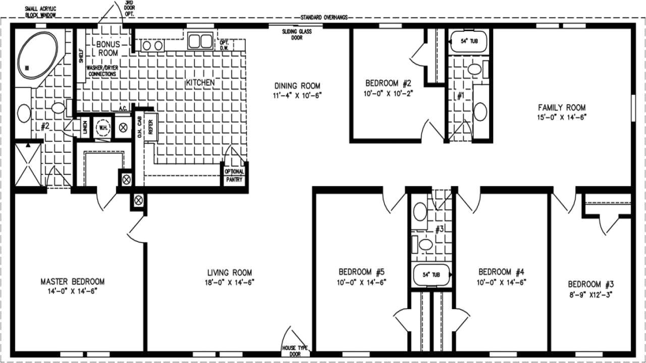 5 bedroom double wide mobile home floor plans