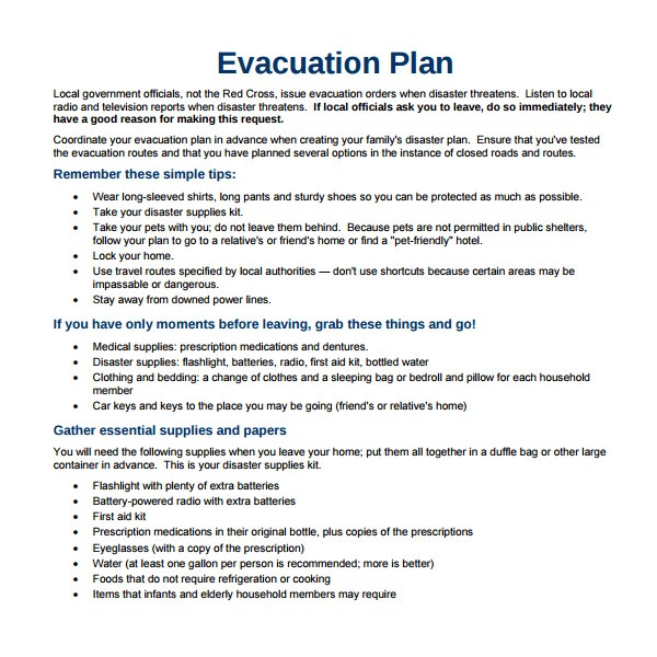 evacuation plan template