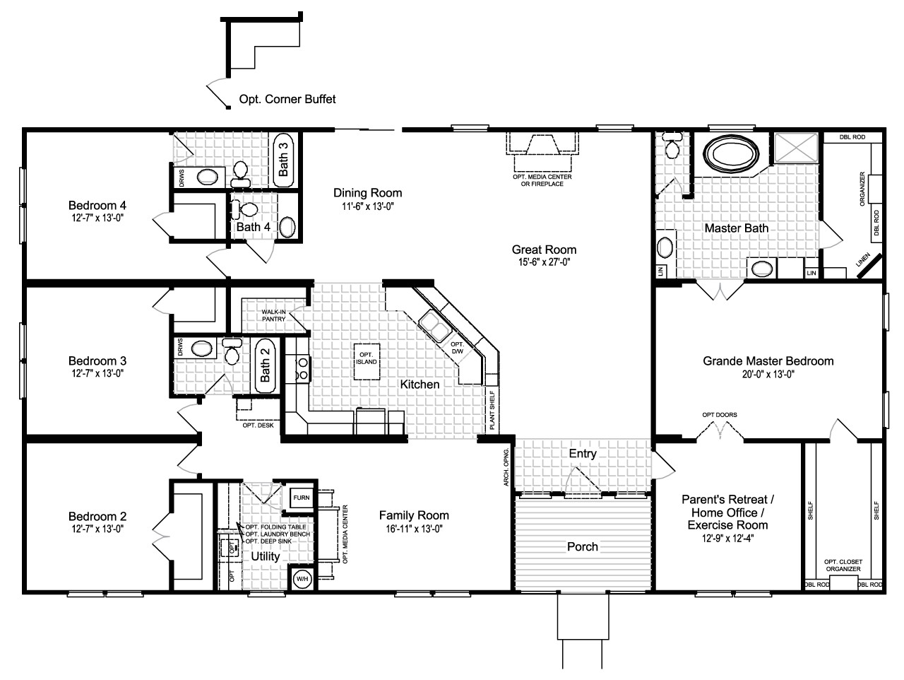 Home Floor Plan the Hacienda Iii 41764a Manufactured Home Floor Plan or