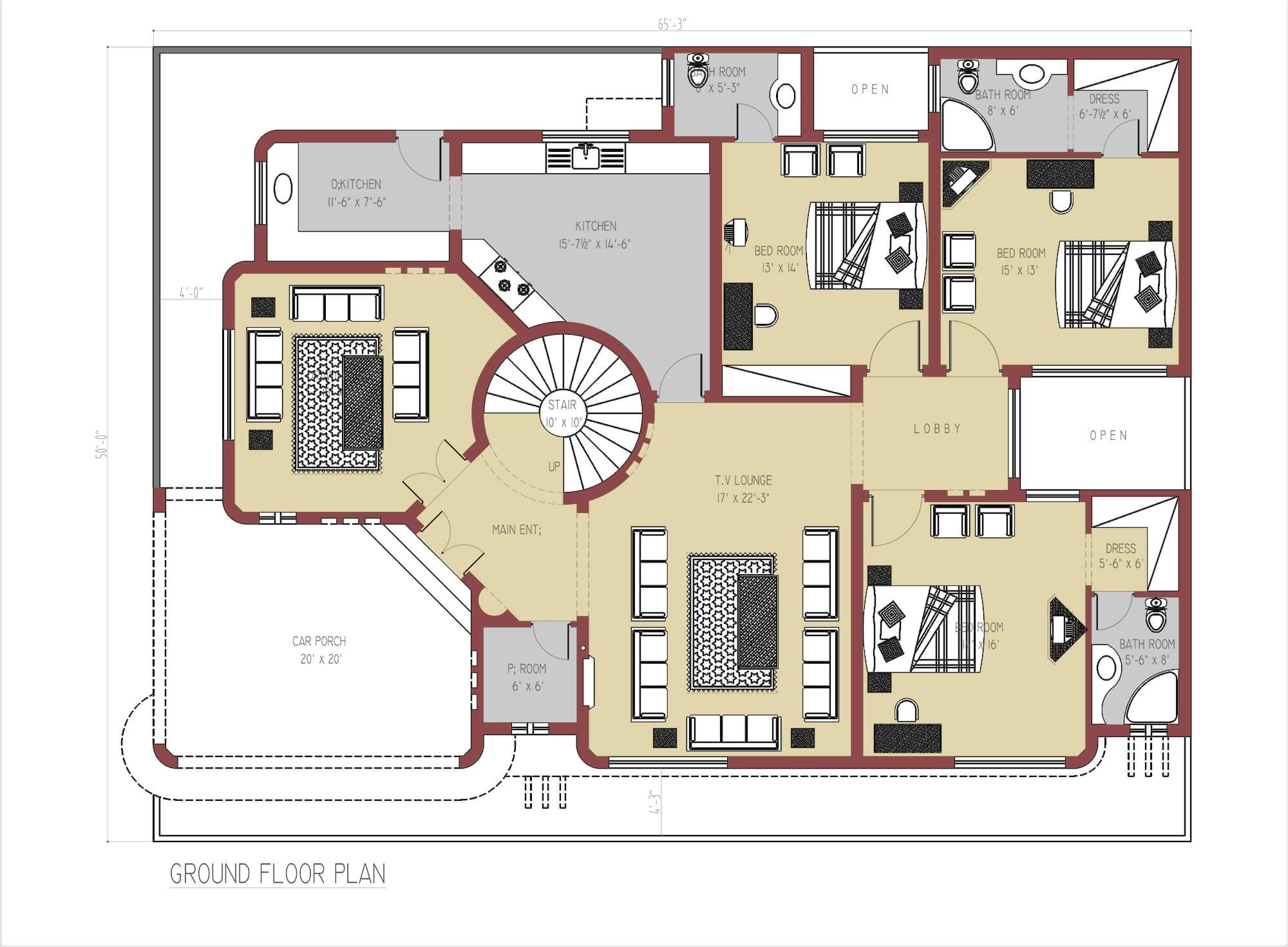 14 marla house plan layout