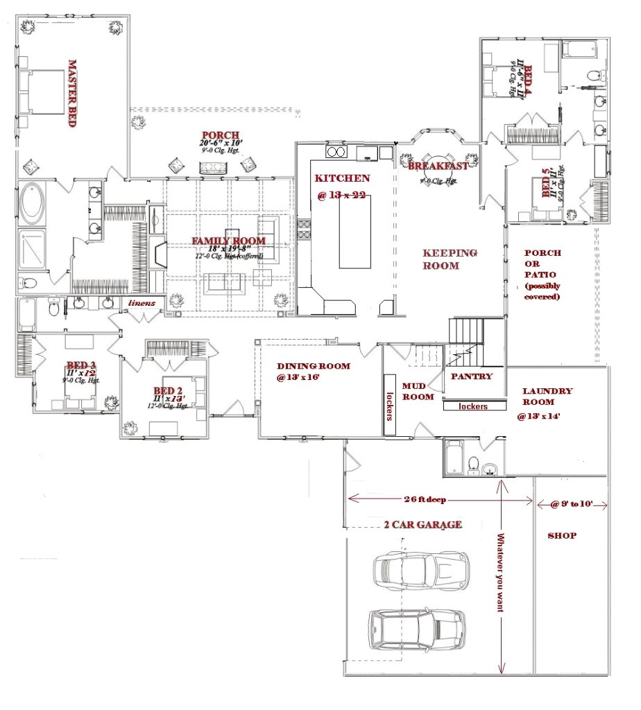 4000 square foot house plans one story