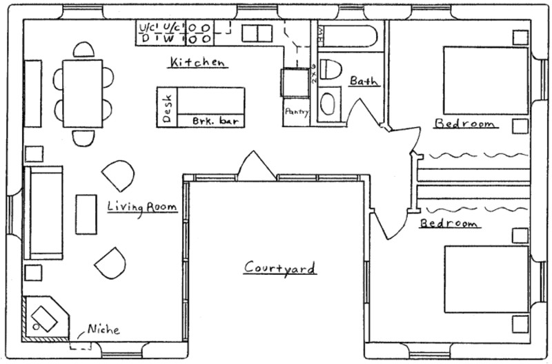 u shaped kitchen house plans