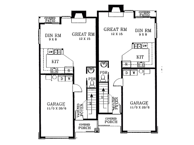 eplans new american house plan narrow lot duplex front loading