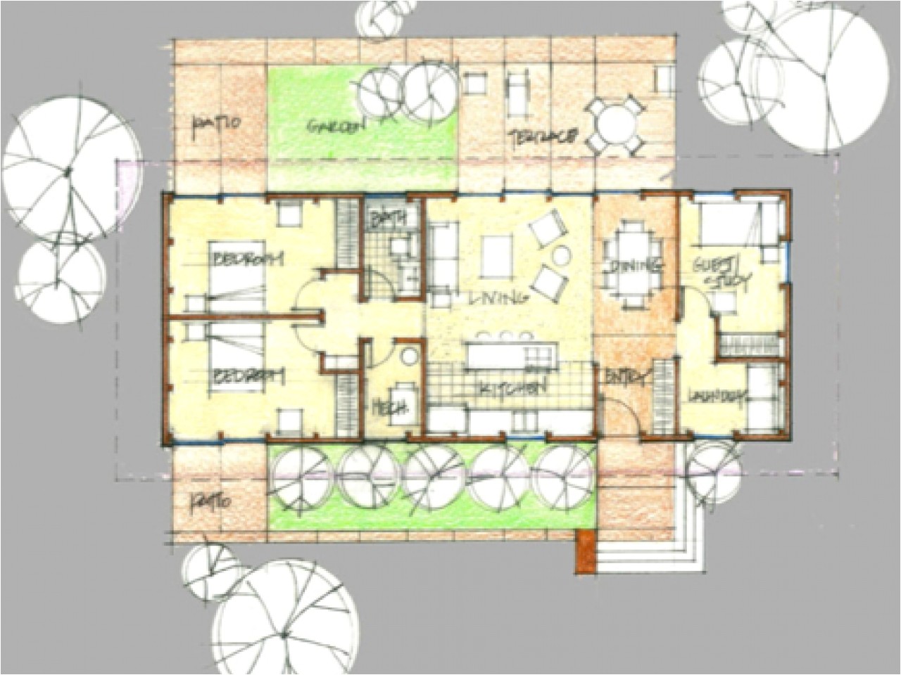 mid century modern house plans
