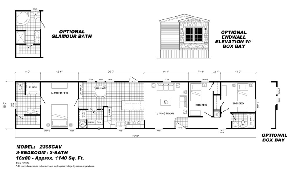 mobile home floor plans 16x80