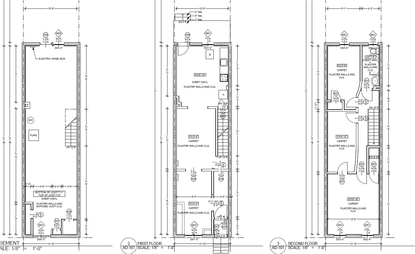 narrow row house plans