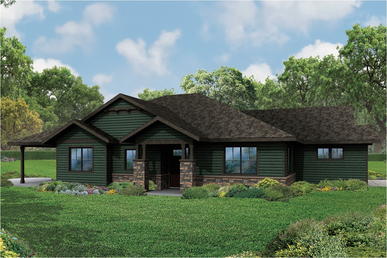 new ranch house plan baileyville has craftsman detailing