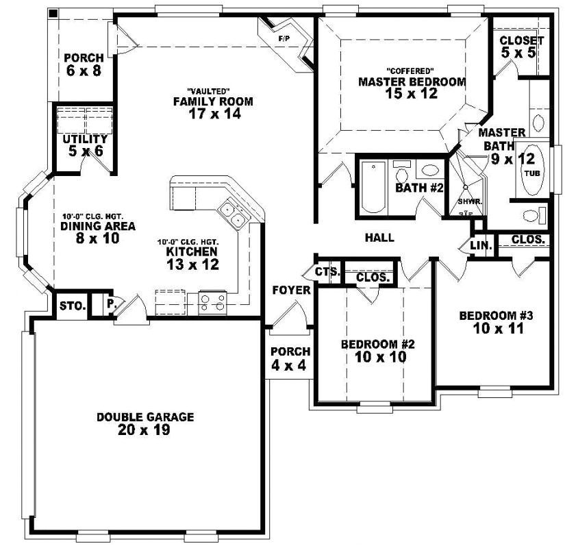 3 bedroom house plans one story