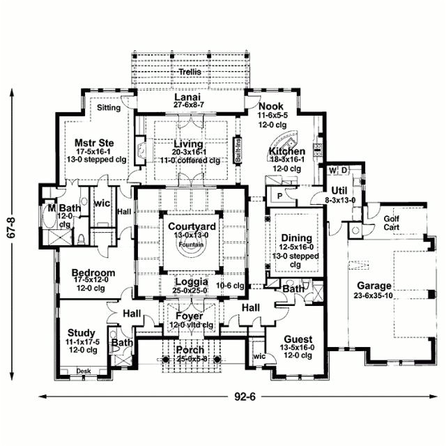 house plans with atrium in center