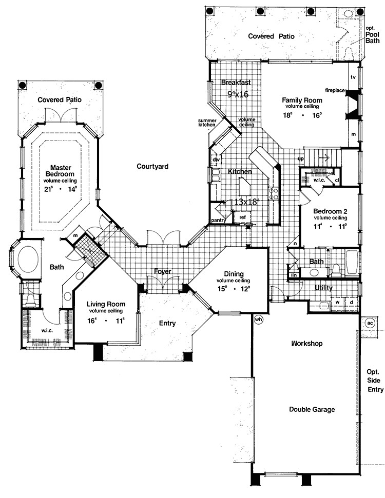 two story courtyard house plan 6382hd