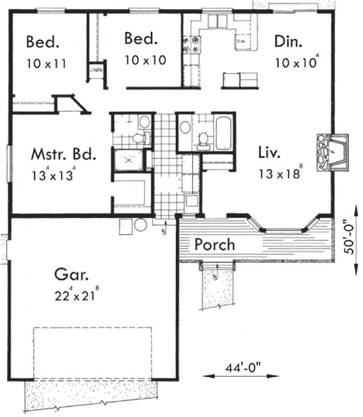 small house plans with 2 car garage